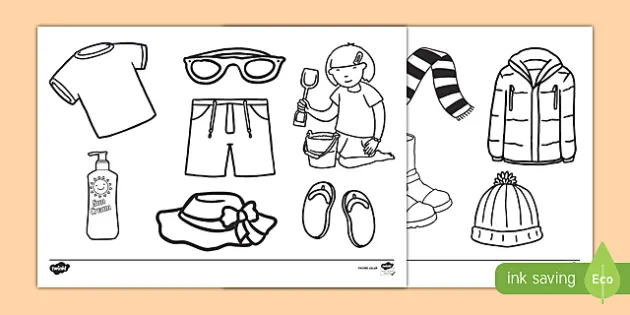clothes coloring pages teacher made