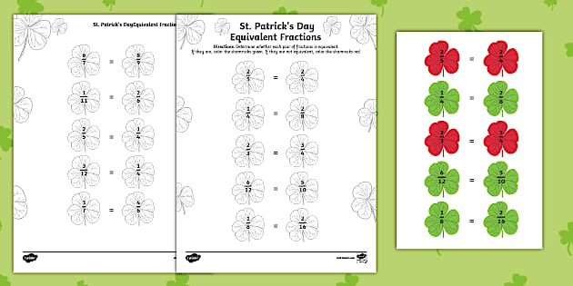 St. Patrick's Day Equivalent Fractions Activity - Twinkl