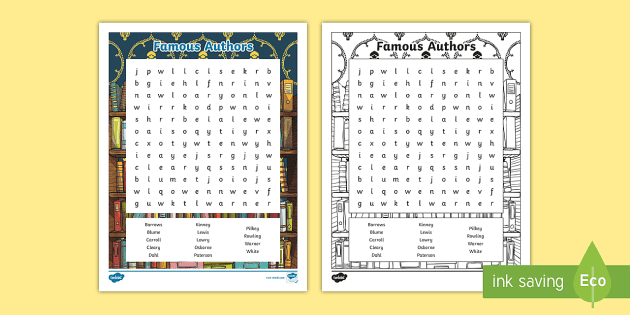 Word Search Grade 4 - Famous Authors | Twinkl CA