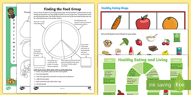 A Balanced Diet Worksheet - Balanced Diet Pie Chart