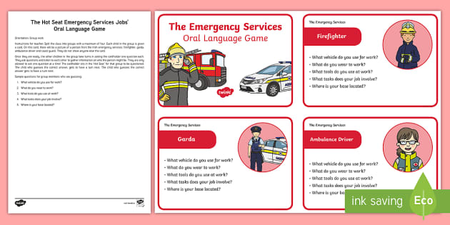 The Emergency Services Hot Seat Oral Language Role-Play Language Cards