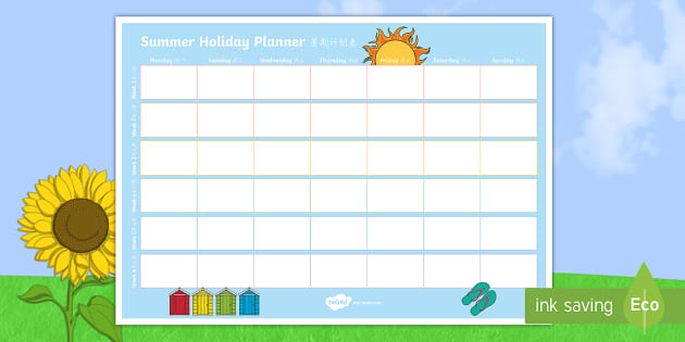 Holiday Planner Template Parents Languages