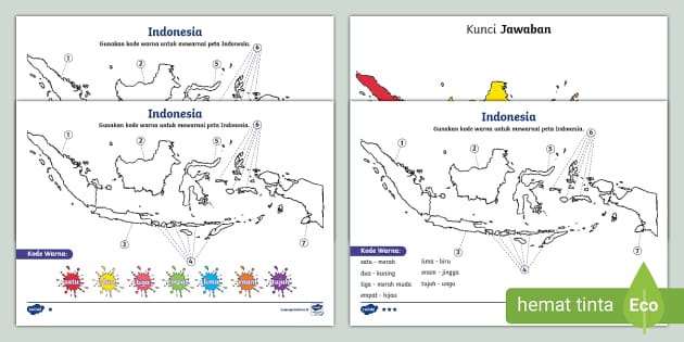 Mewarnai Peta Indonesia dengan Kode Warna (Teacher-Made)