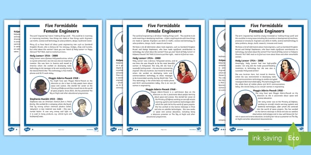 Five Female Engineers Differentiated Fact File