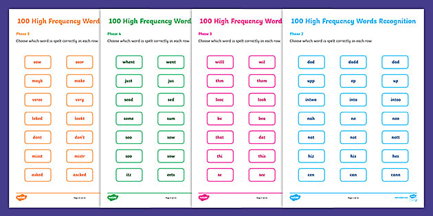 100 High Frequency Words Recognition Worksheet - Twinkl