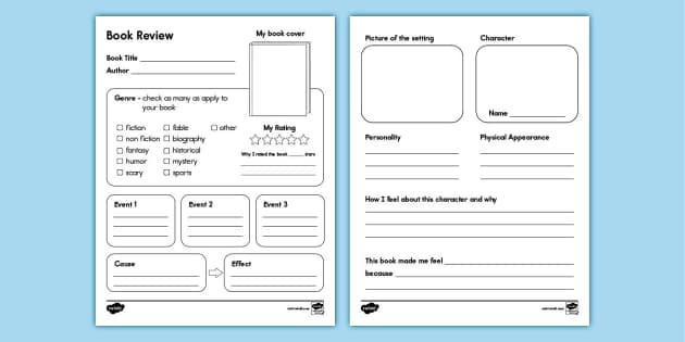 Second Grade In-Depth Book Review Writing Template - Twinkl