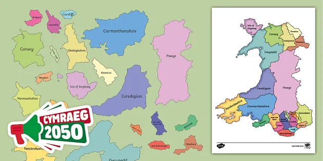 Welsh Map Display Poster Wales Poster for Kids Twinkl