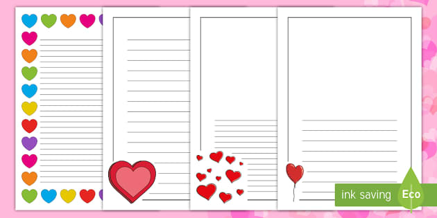 valentine lined writing paper