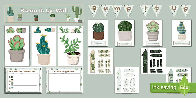 Cactus Bump it up Wall Display Pack (teacher made) - Twinkl