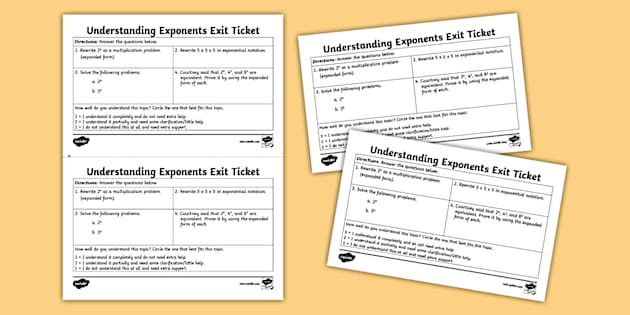 Seventh Grade Understanding Exponents Exit Ticket - Twinkl