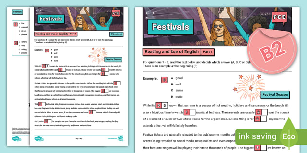 B2 FCE Reading And Use Of English Part 1 (Festivals)