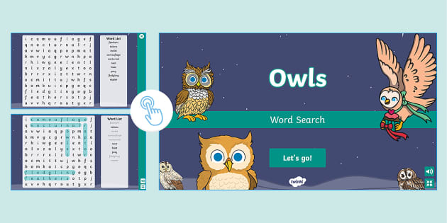 Owls Interactive Word Search Teacher Made Twinkl