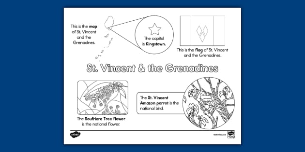 St. Vincent & the Grenadines Facts Coloring Sheet