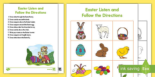 Easter Following Directions Worksheet Twinkl USA Twinkl