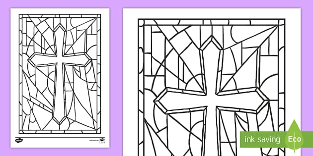 compenseren Beukende Beer Stained Glass Cross Colouring Page (teacher made) - Twinkl