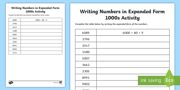 Writing Numbers in Expanded Form 10 000s Worksheet / Worksheet-Australia