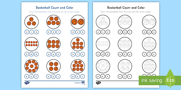 Basketball Count and Color Activity (teacher made) - Twinkl
