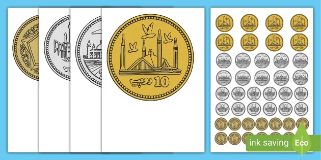 pakistan currency coins cutouts teacher made