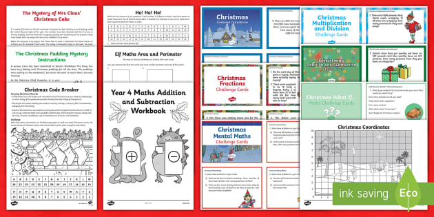 Year 4 Christmas  Maths Activity Pack (teacher made)