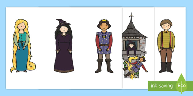 Rapunzel Story Cut Outs - Rapunzel, prince, witch, tower, long