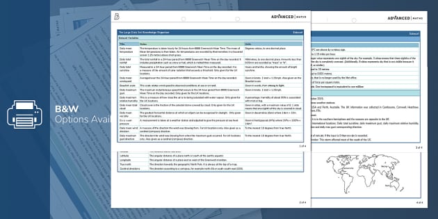 👉 * NEW * The Edexcel Large Data Set – Knowledge Organiser