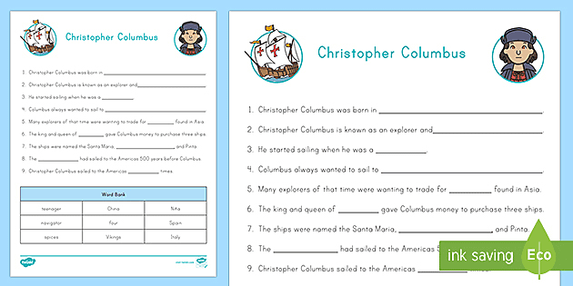 Christopher Columbus Worksheet | History Resource | Twinkl