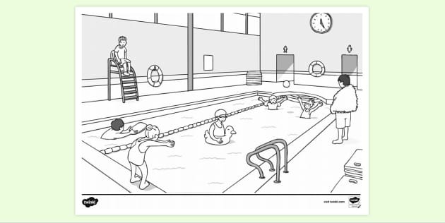 Colouring Page of Pool | Colouring Sheets (teacher made)