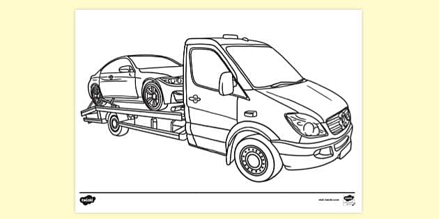 Printable Tow Truck Colouring Page | Colouring Sheets