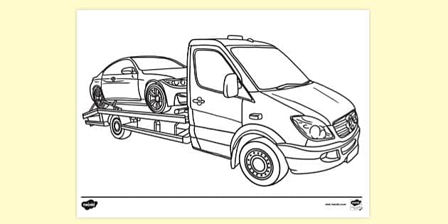 Tow Truck Colouring Page | Printable Vehicle Activity | Twinkl