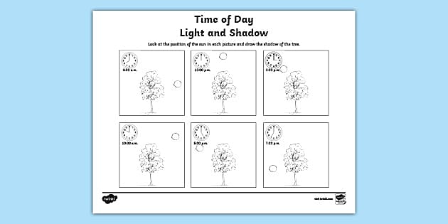 Time of Day Light and Shadow Activity for 3rd 5th Grade