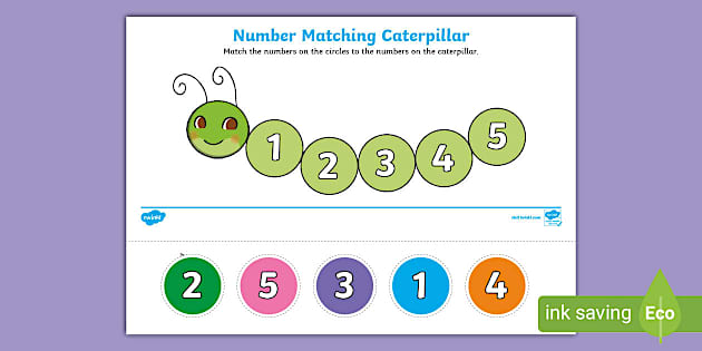 Caterpillar Matching Number Activity Sheet For Preschool Caterpillar Matching Number Activity Sheet For Preschool