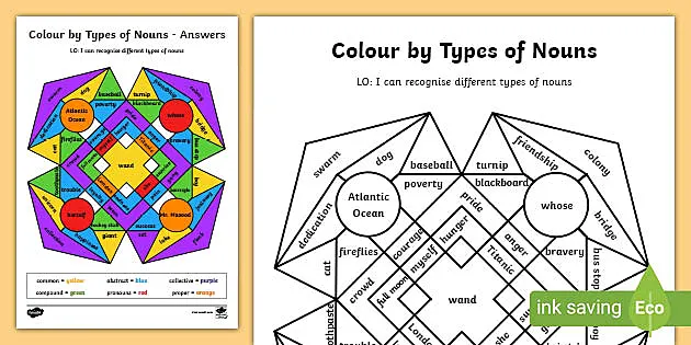 colour by types of nouns teacher made