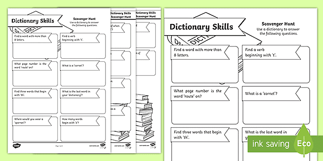 using a dictionary scavenger hunt worksheet teacher made