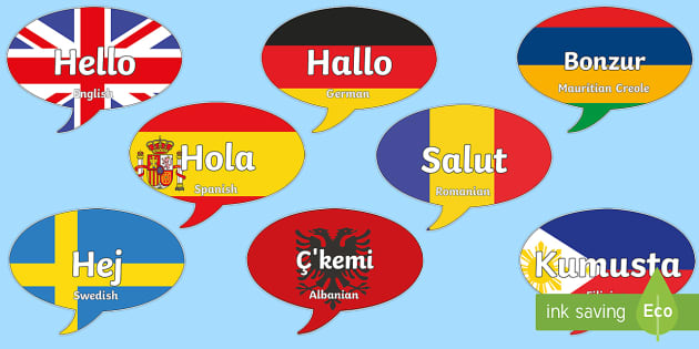 Mixed Language Hello Speech Bubble Posters (teacher made)