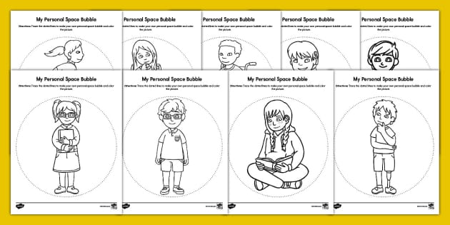 My Personal Space Bubble Trace and Color Activity Twinkl
