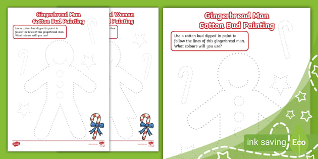 Gingerbread Man Cotton Bud Painting (teacher made)
