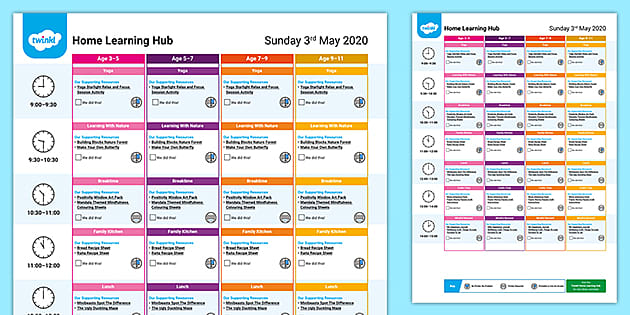 Home Learning Hub Daily Plan Sunday 3rd May (teacher made)