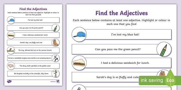 Find The Adjectives Game