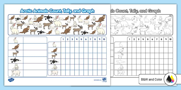 First Grade Arctic Animals Count, Tally, and Graph Activity