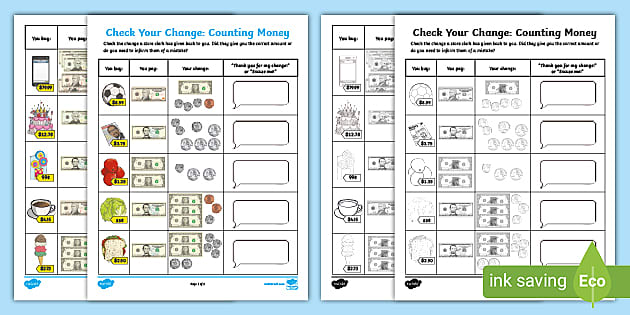 making change worksheet twinkl usa resources