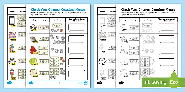 making change worksheet twinkl usa resources
