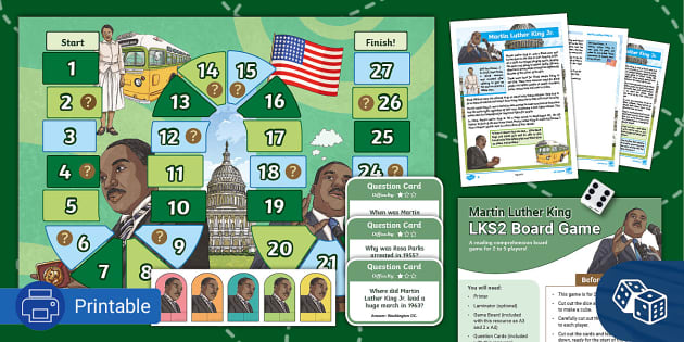 LKS2 Martin Luther King Reading Comprehension Board Game Pack