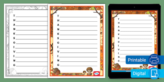 Thanksgiving Acrostic Poem Template Teacher Made Twinkl