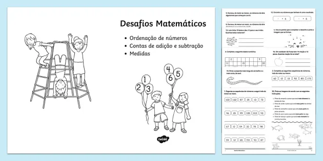 Atividades Escolares: Desafios e atividades matemáticas