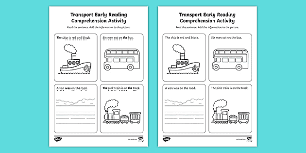 transport themed phase 4 eyfs reading comprehension activity