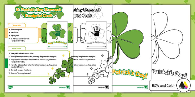 St Patricks Day Shamrock Handprint Craft Twinkl