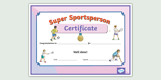 Super Sportsperson Certificate Hecho Por Educadores 2942