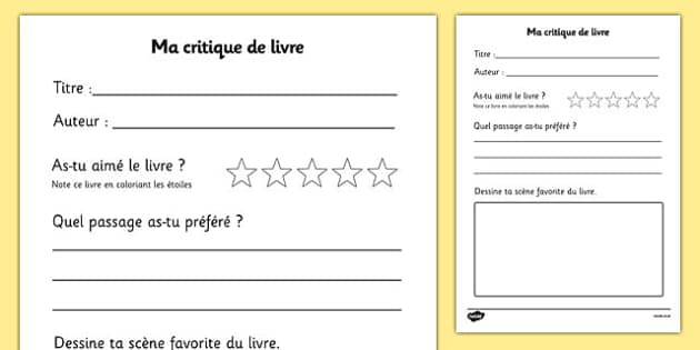 what is a book review in french