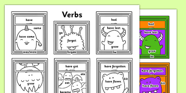 past and present tense verb coloring sheet teacher made