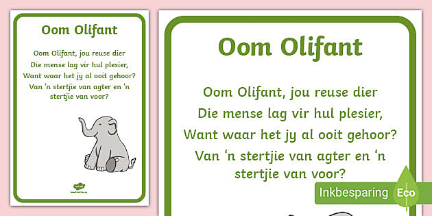 FREE! - Oom Olifant Lirieke Plakkaat - Twinkl